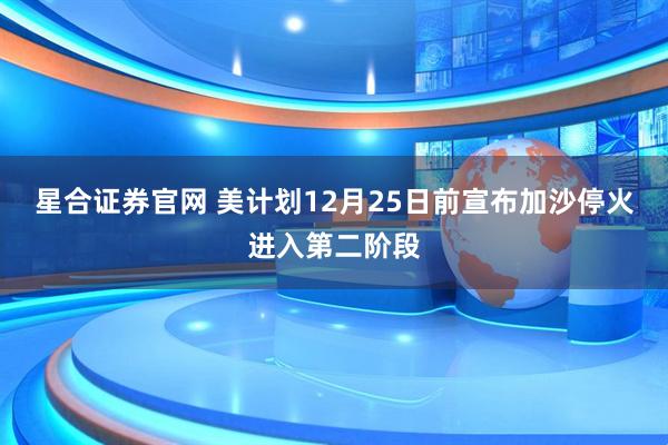星合证券官网 美计划12月25日前宣布加沙停火进入第二阶段